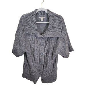 A.Giannetti Gray Chunky CableKnit Short Sleeve Cardigan Sweater Size M